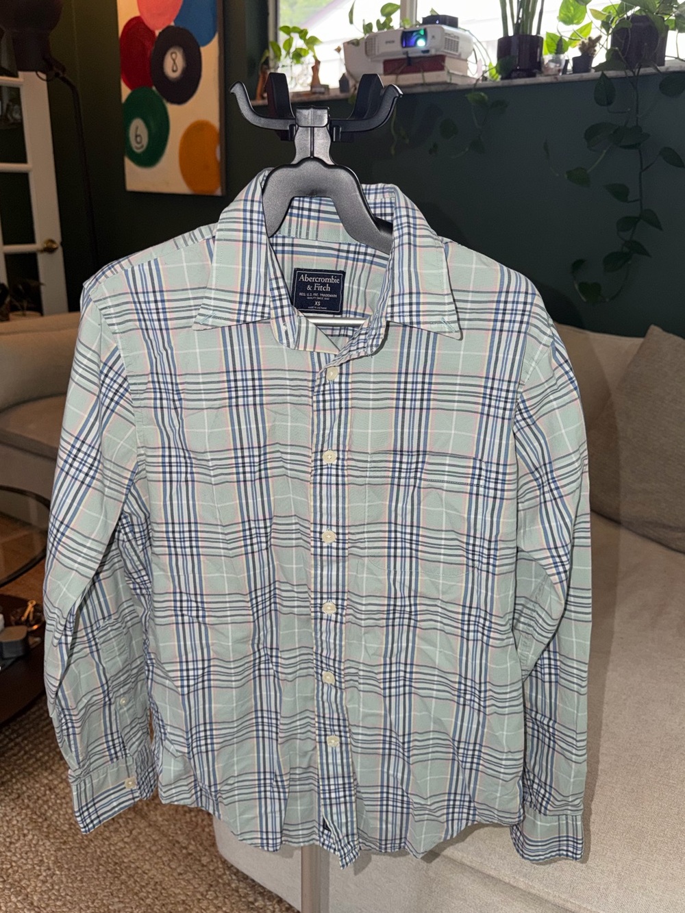 Abercrombie & Fitch Mint and Navy Plaid Shirt